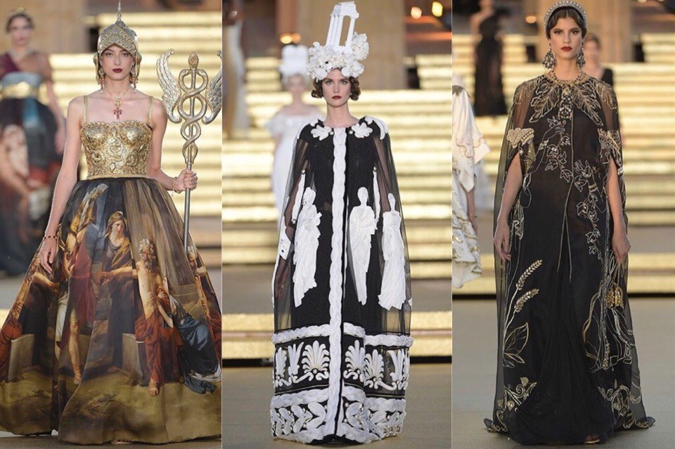 Латы, короны и античные скульптуры на кутюрном показе Dolce&Gabbana 