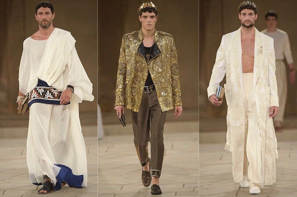 Туники и хитоны на мужском показе Dolce&Gabbana