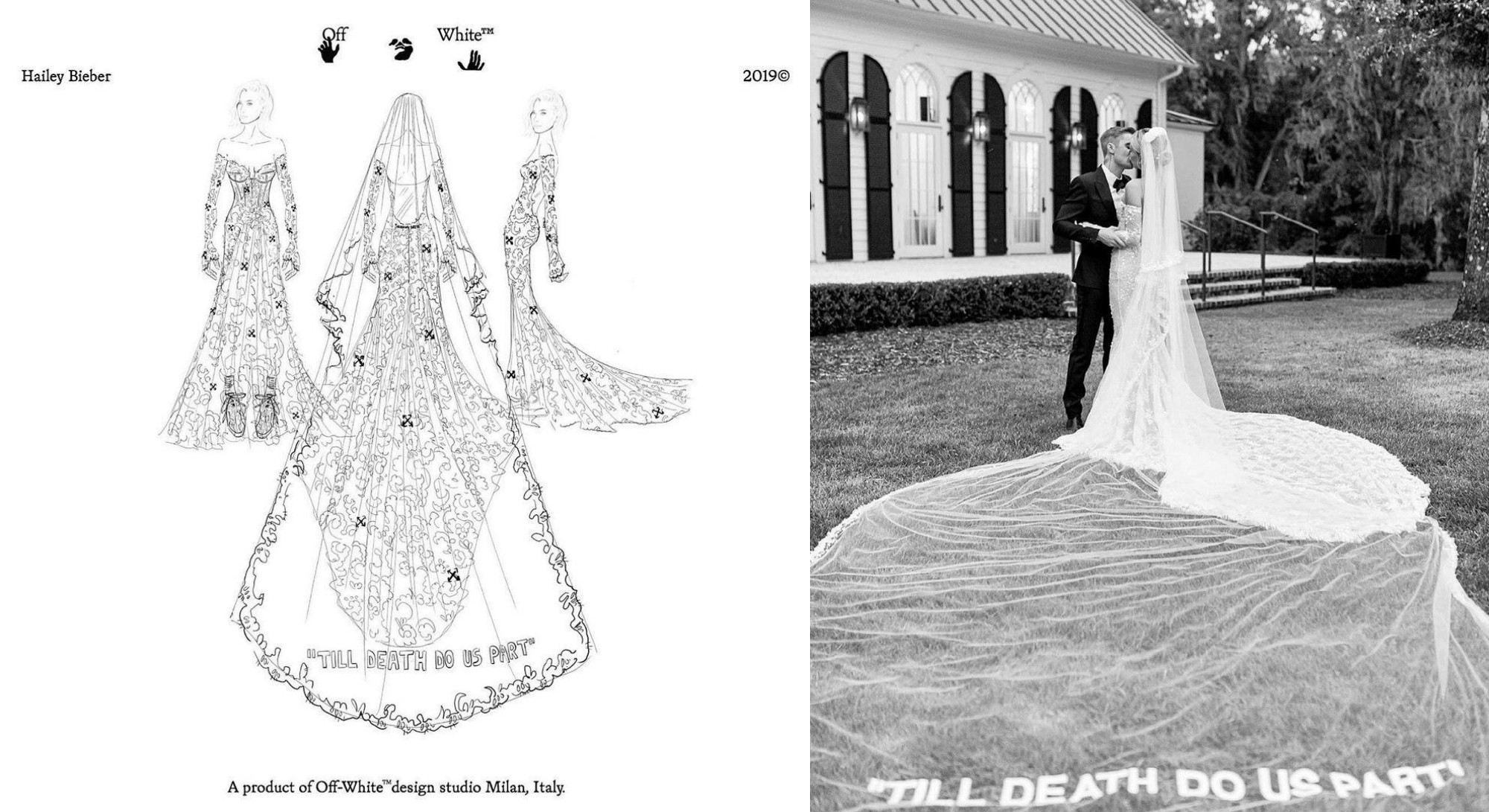 Дизайнер Верджил Абло создал свадебное платье для модели Хейли Бибер