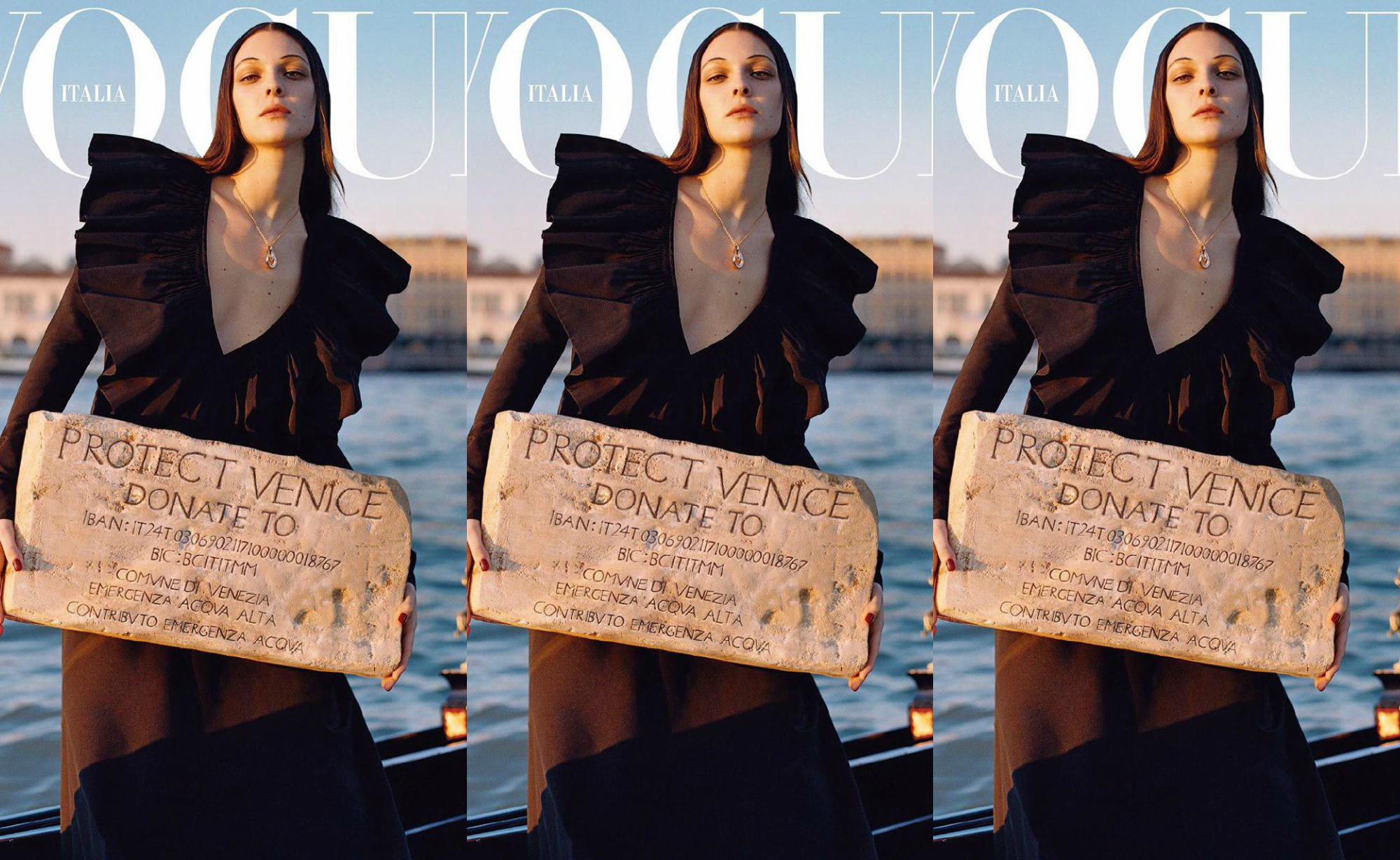 Итальянский Vogue показал новую обложку с призывом спасти Венецию от затопления