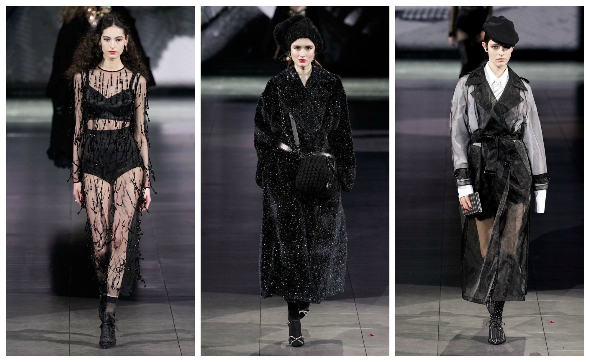 Шубы, прозрачные кружевные платья и береты — Dolce & Gabbana показали новую коллекцию
