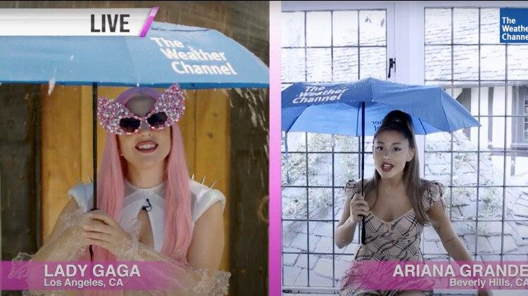 Леди Гага и Ариана Гранде в роли ведущих прогноза погоды — в новой версии клипа Rain On Me