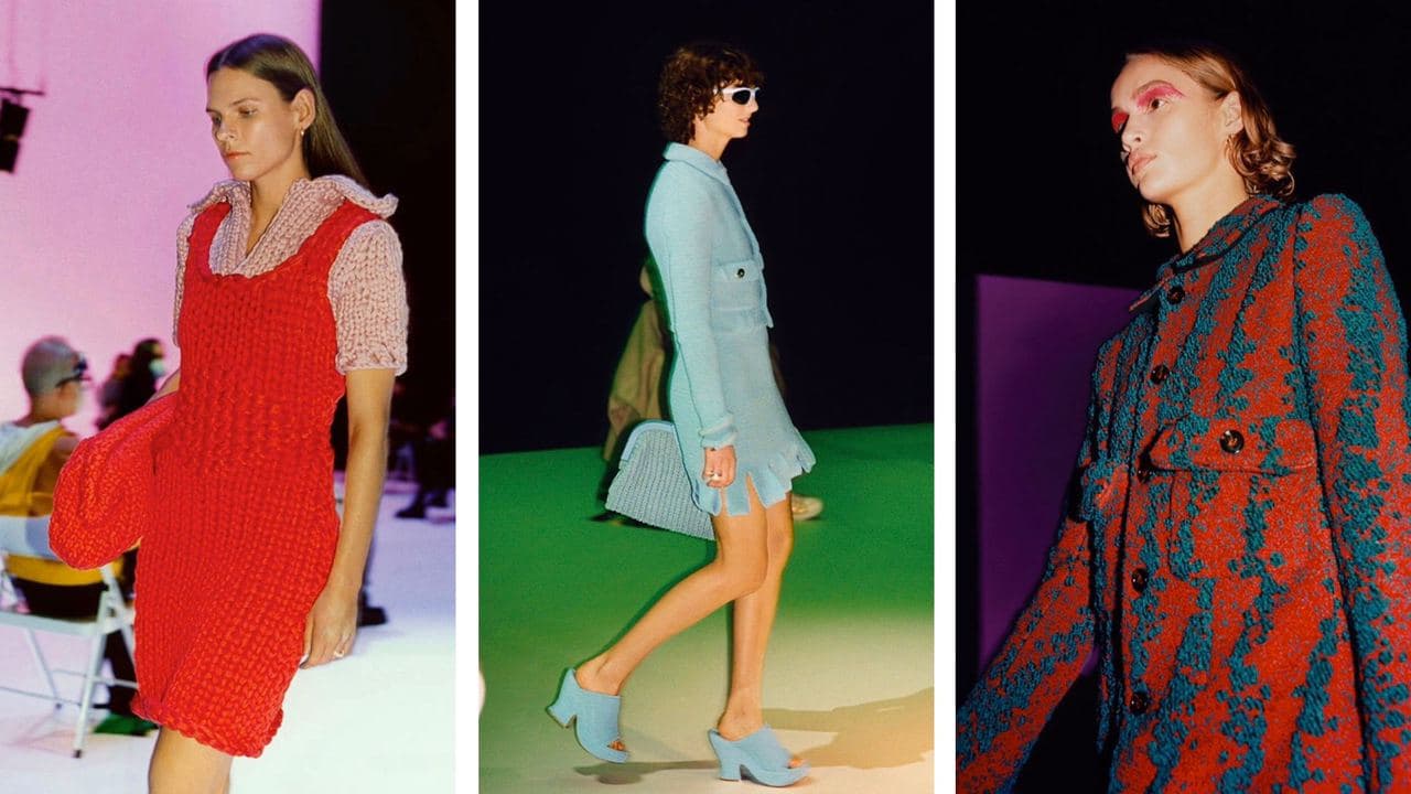 Вязаные платья, сабо и цветные сумки-«пельмени» — на показе Bottega Veneta