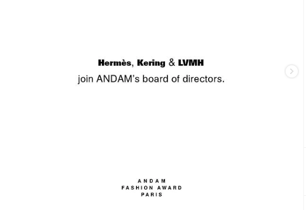 Hermès, Kering и LVMH вошли в совет директоров модной премии ANDAM