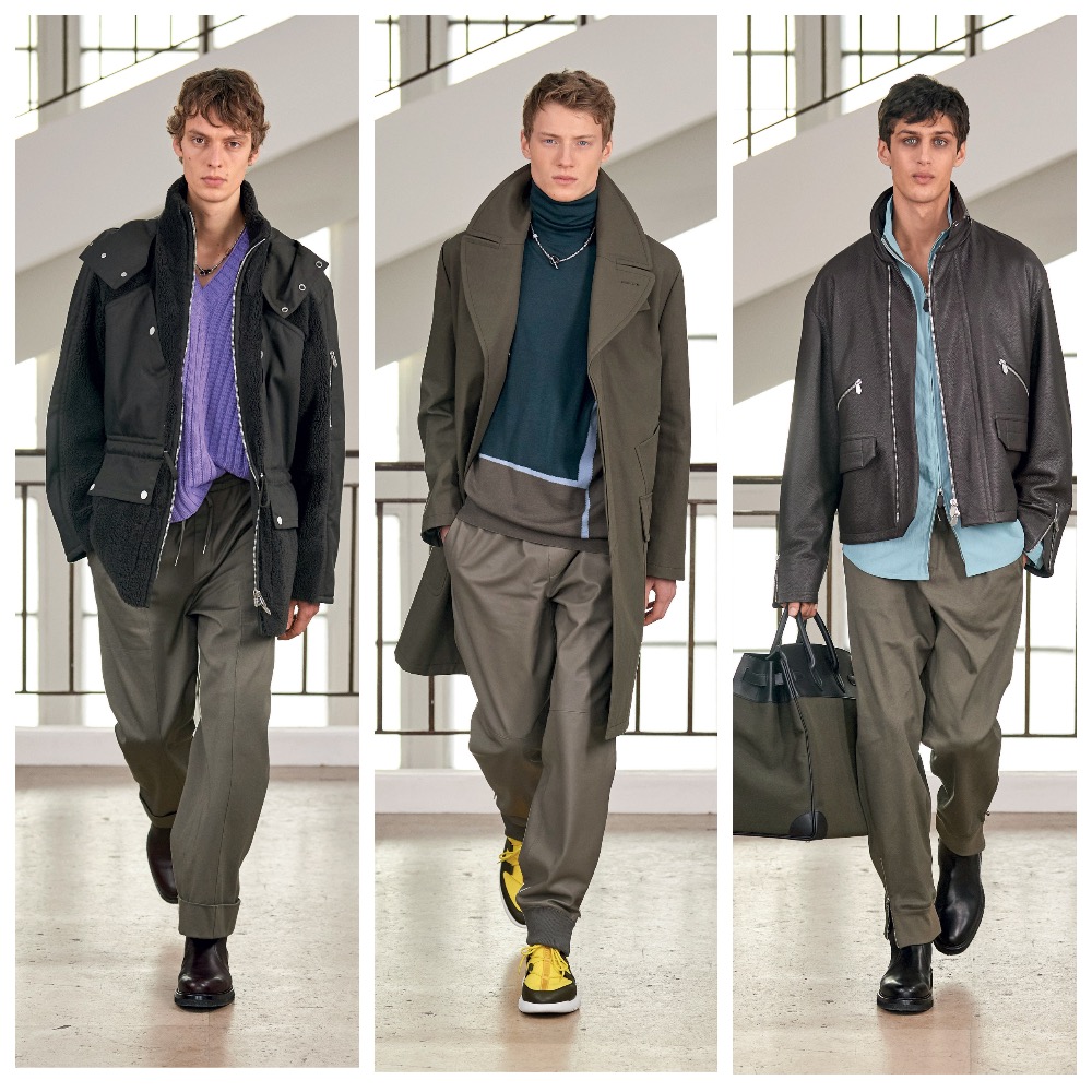 Широкие брюки и оттенки хаки – на показе Hermès