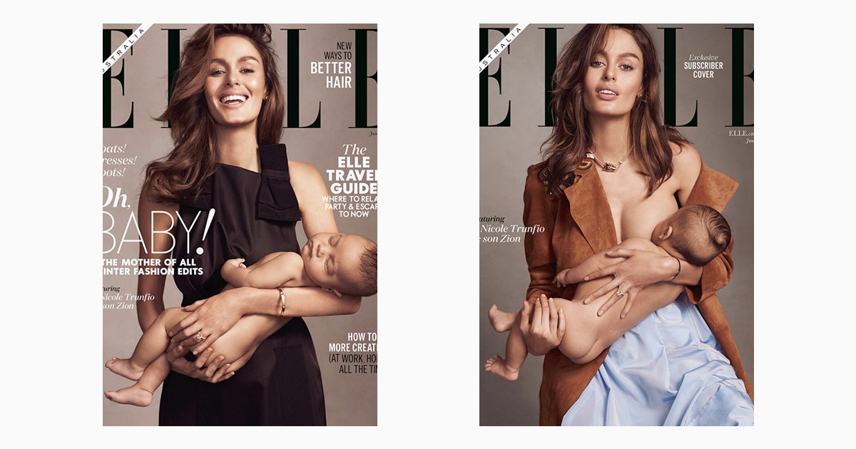  На обложке Elle появилась кормящая грудью модель