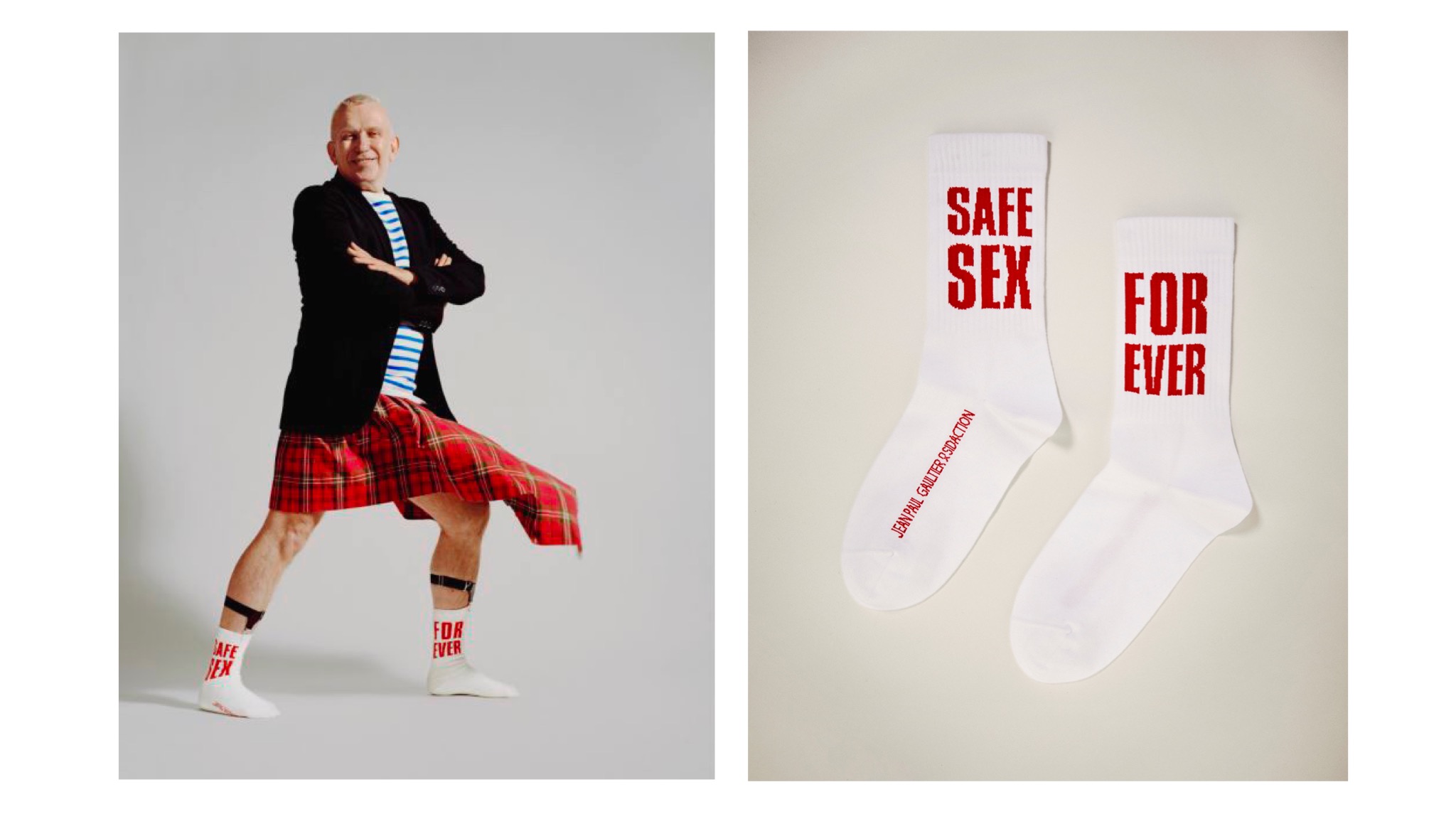 Жан-Поль Готье выпустил носки Safe Sex Forever в поддержку борьбы со СПИДом и ВИЧ