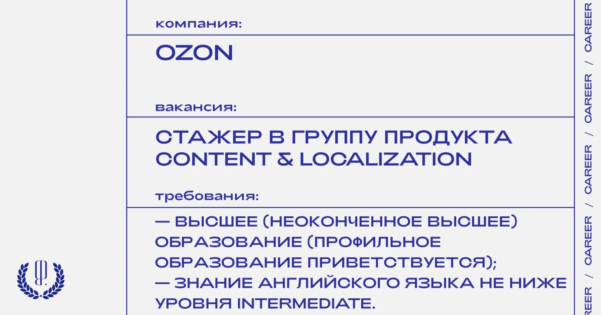 Вакансия в Ozon от18122023