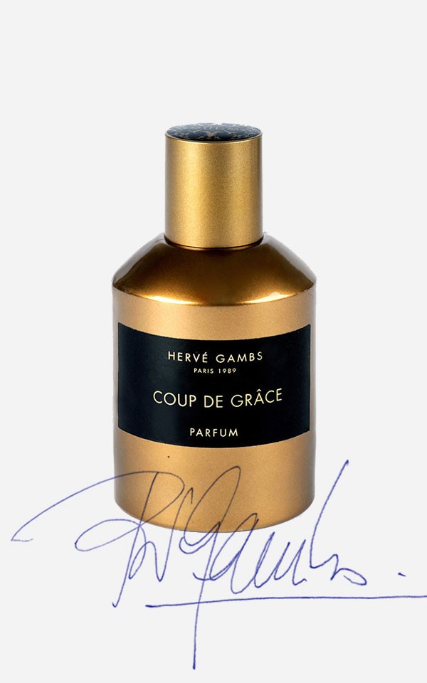 Эрве Гамбс рисует для the Blueprint флакон Coup de Grâce из своей коллекции Haute Perfumerie​
