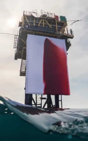 Экоактивисты установили на платформе Shell Skiff арт-объект против нефтегазовой отрасли