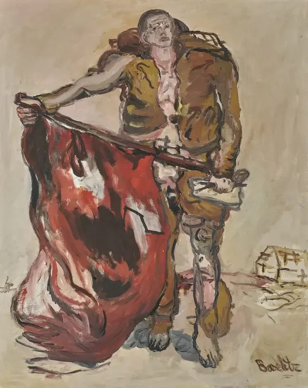 Георг Базелиц, «С красным флагом», 1965 © Sotheby's