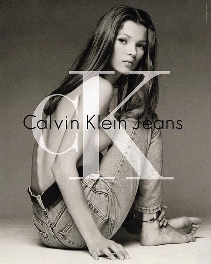 Кейт Мосс в кампейнах Calvin Klein Jeans 1992 и 1996 годов