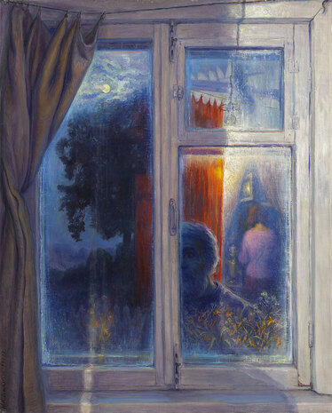 Николай Касаткин, «Лунная ночь» (из серии Деревенские окна), 1997