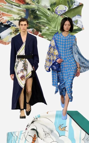Великий шелковый путь. Носим платок через плечо, вместо топа и как платье 