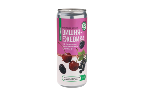Напиток с L-теанином и витаминами группы B «Вишня-ежевика», «Вкусвилл», 173 ₽