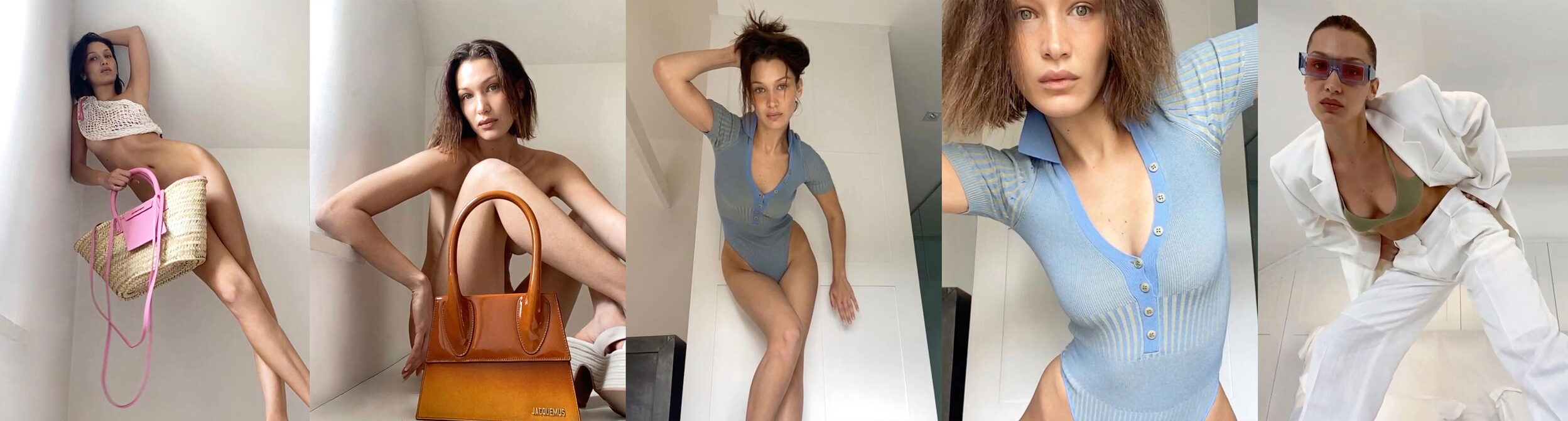 Белла Хадид в кампейне Jacquemus at home снятом по Facetime 2020