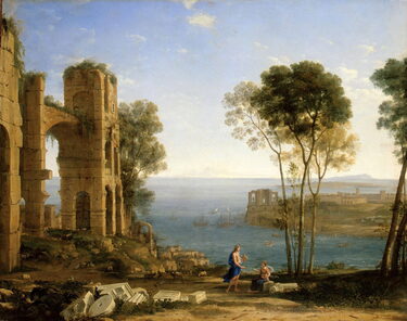 Клод Желле, «Пейзаж с Аполлоном и cивиллой Кумской», около 1602-1682