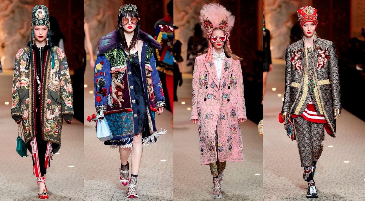 Царские шапки, короны и розовые парики на показе Dolce&Gabbana