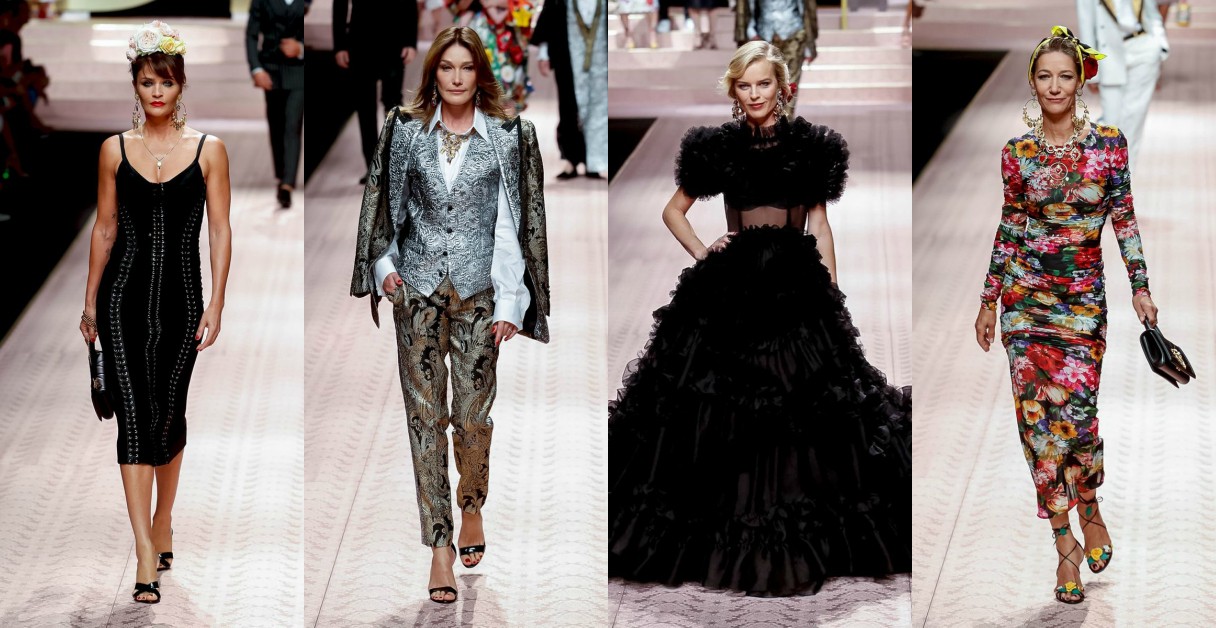 Карла Бруни, Хелена Кристенсен и другие супермодели на показе Dolce & Gabbana